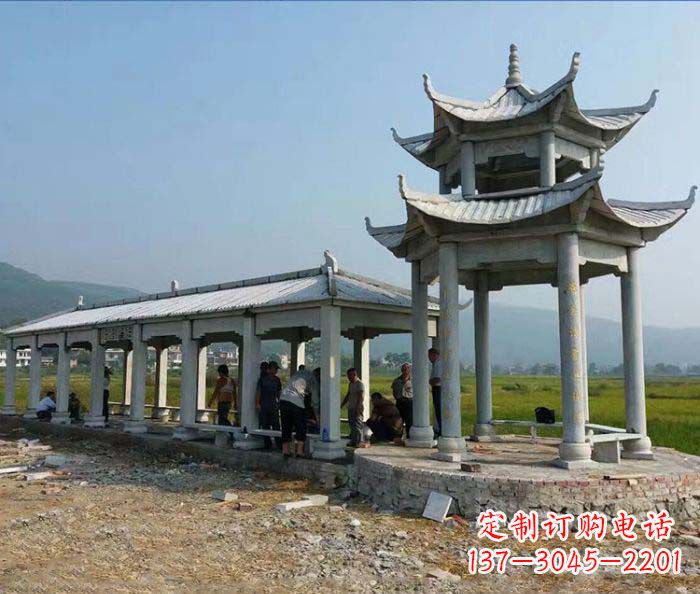 烟台园林景观仿古石雕长廊凉亭