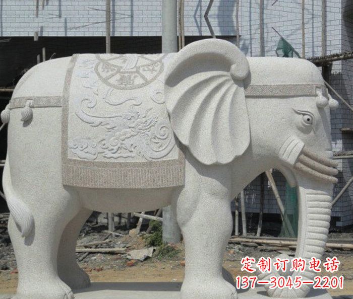 烟台园林景观驮宝大象石雕 (2)