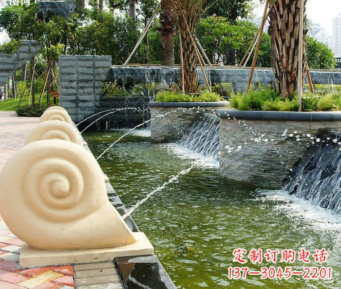 烟台园林景观蜗牛喷泉石雕