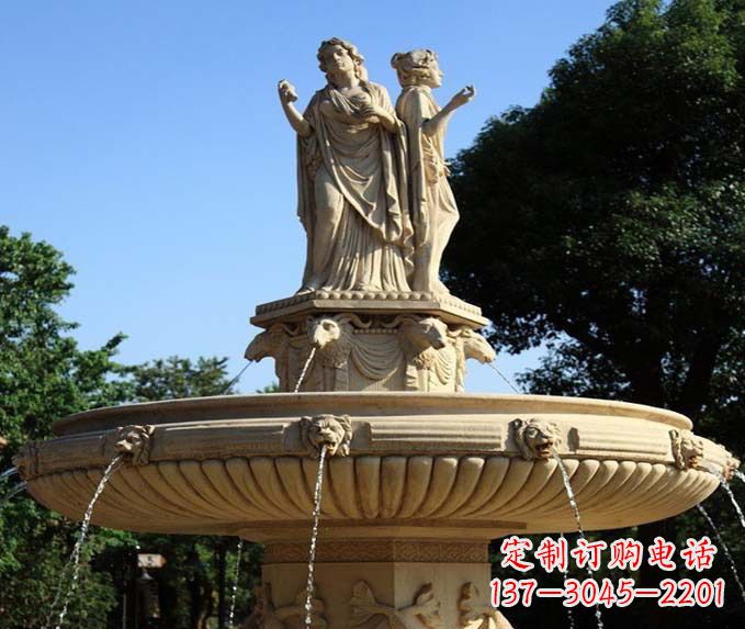 烟台园林景观西方人物喷泉石雕