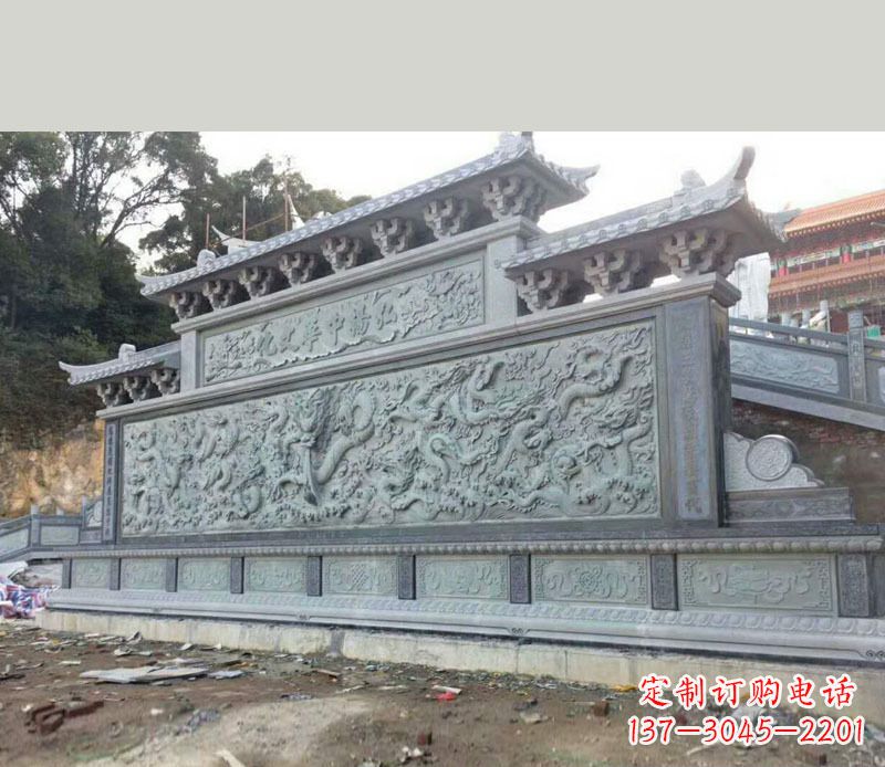 烟台园林九龙壁景观石雕 (2)