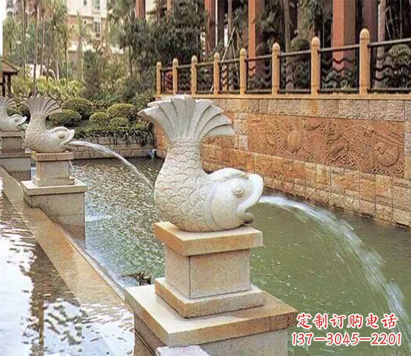烟台园林鲤鱼喷泉景观石雕