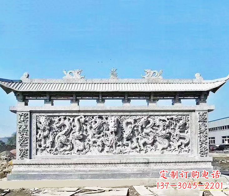 烟台园林龙浮雕影壁墙景观石雕