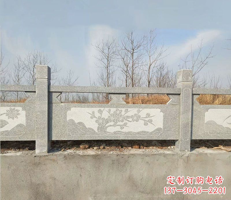 烟台园林梅花石浮雕栏板景观石雕