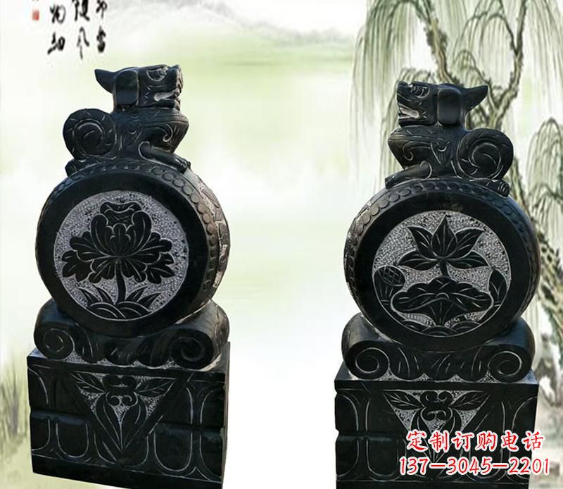 烟台园林貔貅门墩石雕