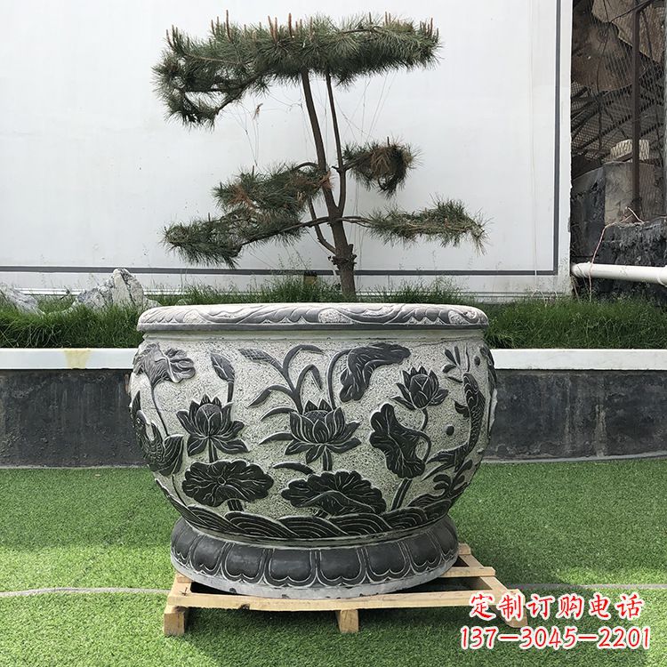 烟台园林石雕水缸