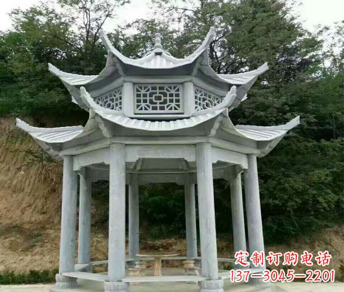 烟台园林双层凉亭石雕 (2)