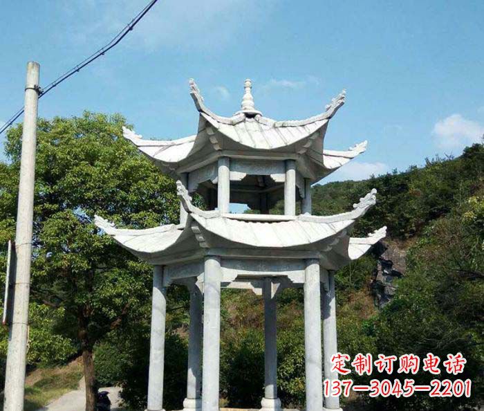 烟台园林双层凉亭石雕
