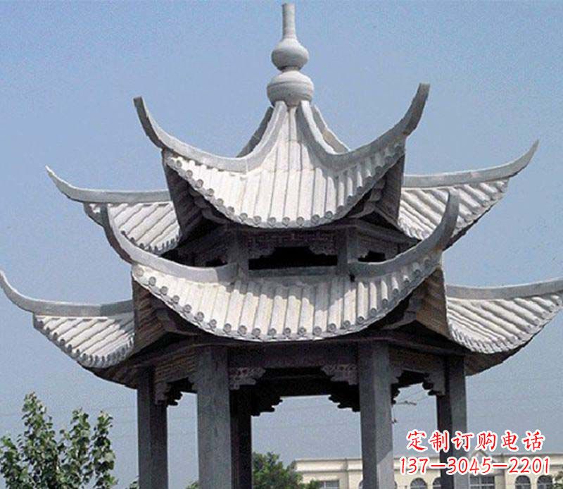 烟台园林双层石凉亭景观石雕