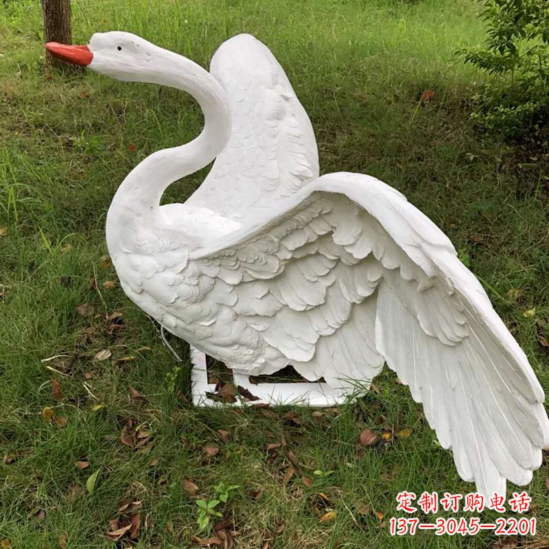 烟台展翅飞翔白天鹅仿真发光动物雕塑