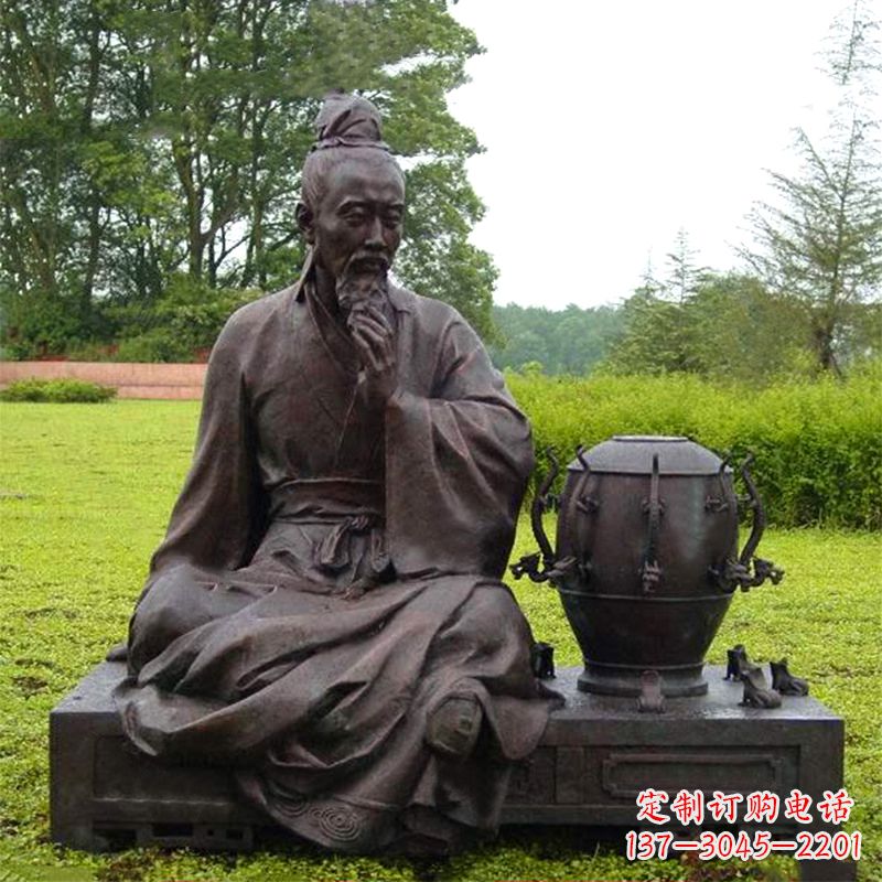 烟台张衡与地动仪铜雕景观-公园园林历史名人情景雕塑