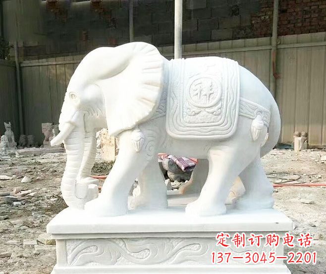 烟台招财动物汉白玉大象石雕 (3)