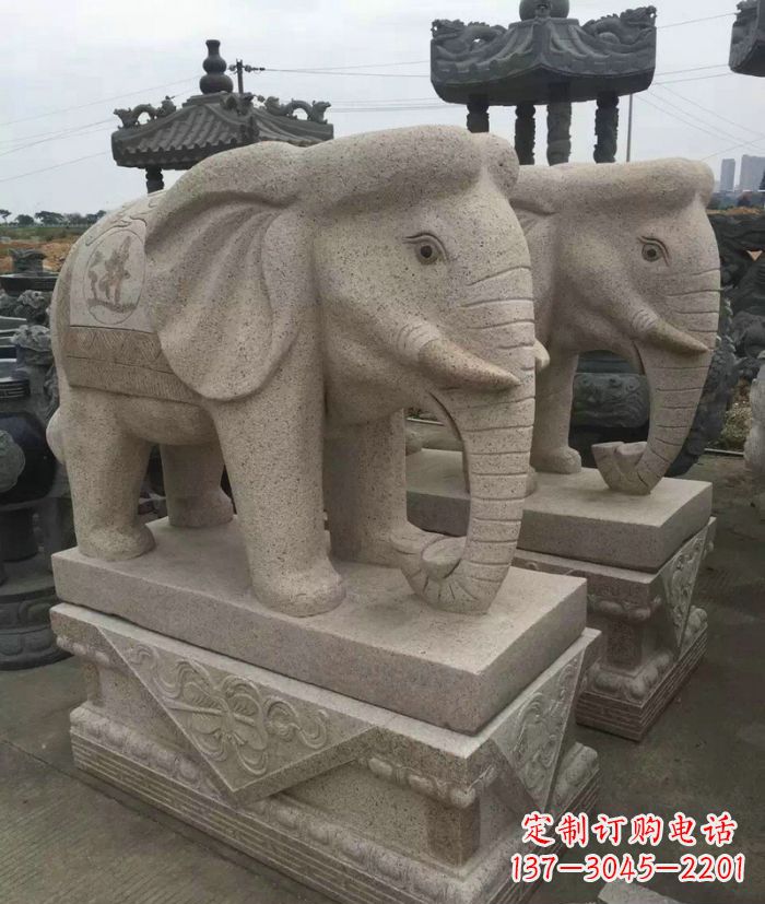 烟台招财进宝大理石大象石雕