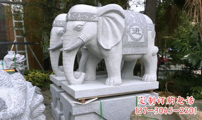 烟台招财进宝大理石门口大象雕塑