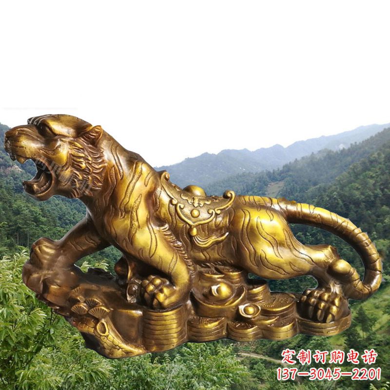 烟台招财老虎漆金12生肖动物雕塑