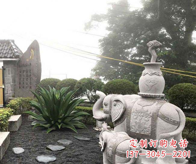烟台招财驮宝大象石雕