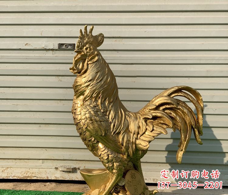 烟台招财元宝公鸡铜雕