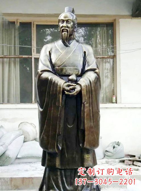 烟台中国古代名医扁鹊铸铜雕像半身像