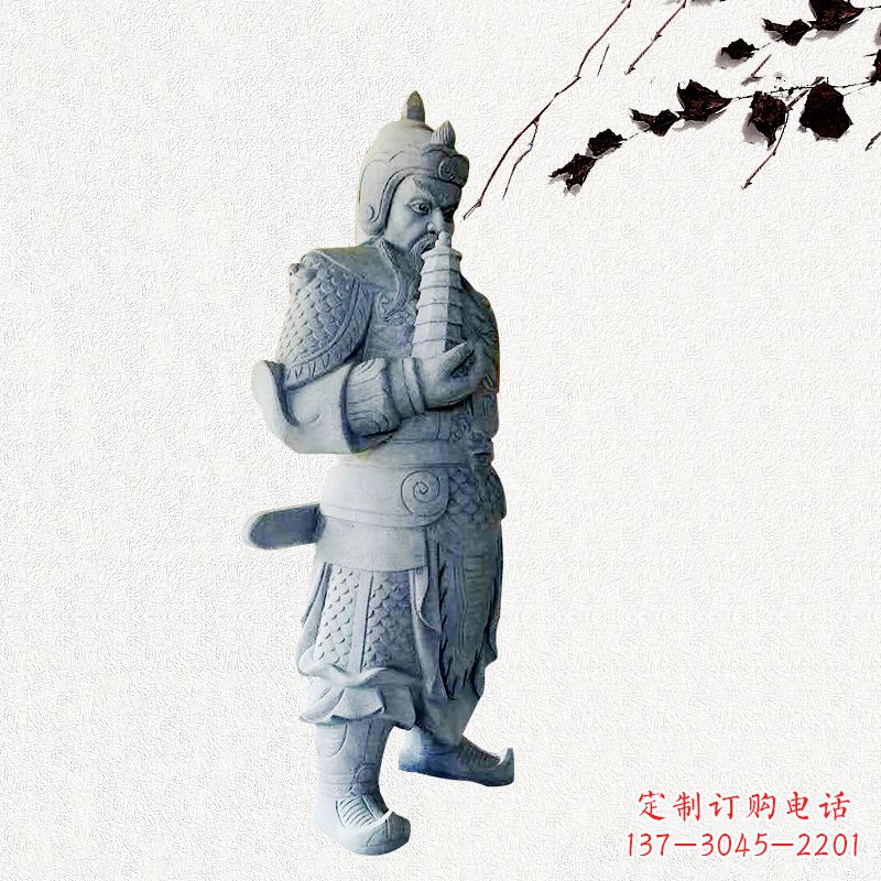 烟台中国古代神话中的托塔天王石雕塑