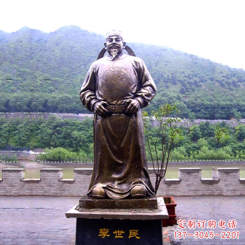 烟台中国历史名人唐初著名帝王李世民铸铜雕像