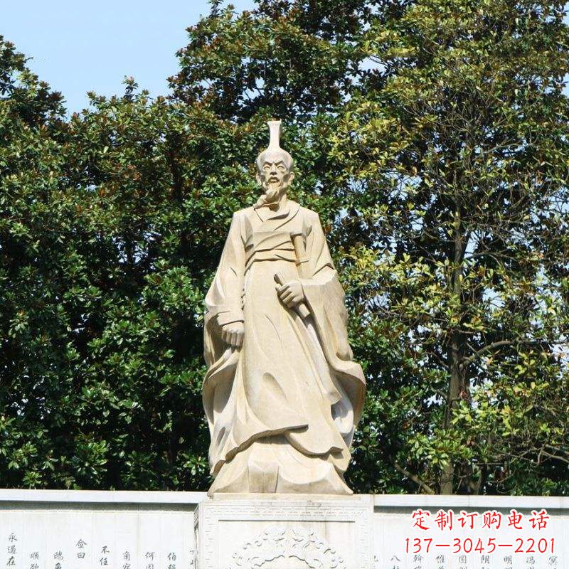 烟台中国名人战国时期楚国诗人屈原砂岩石雕像
