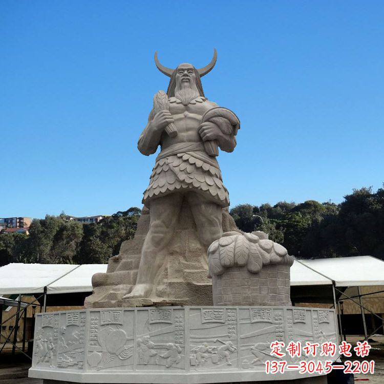 烟台中国上古人物人文初祖汉白玉神农雕像