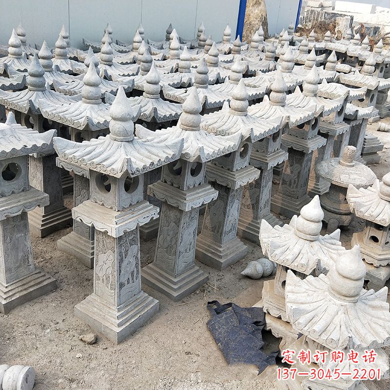烟台中式青石灯笼雕塑