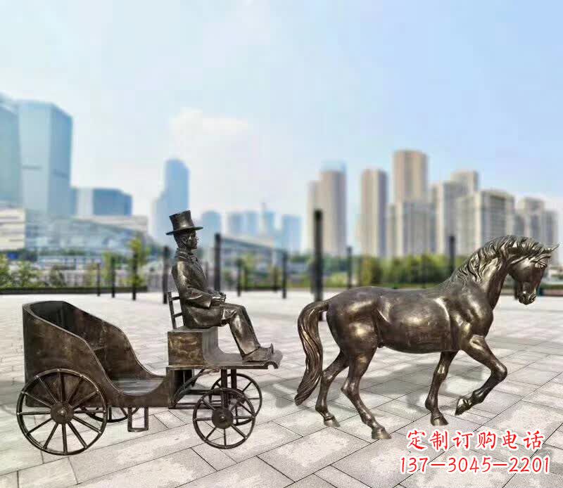 烟台铸铜广场马车雕塑