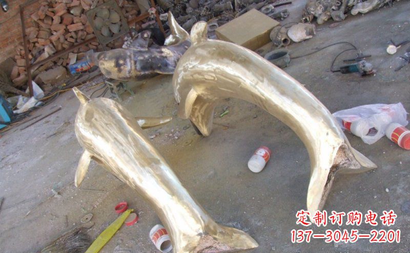 烟台铸铜海豚公园动物铜雕