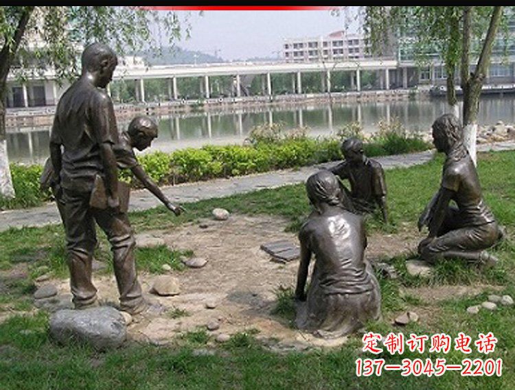 烟台铸铜老师和学生雕塑