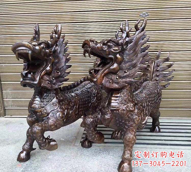 烟台铸铜立式麒麟