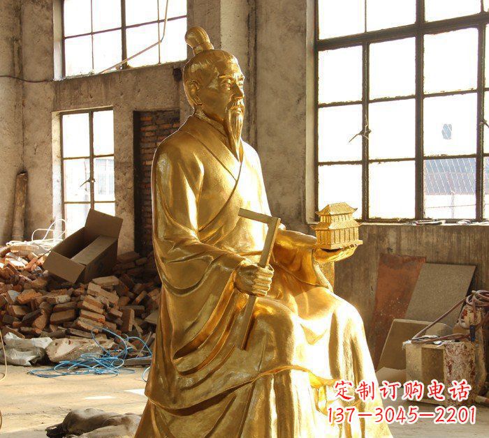 烟台铸铜鲁班古代人物铜雕