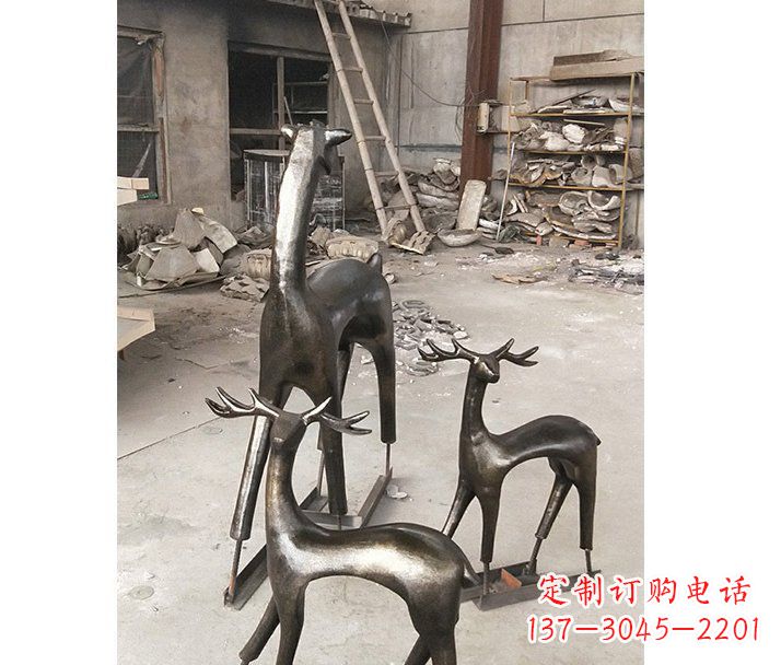 烟台铸铜梅花鹿动物铜雕摆件