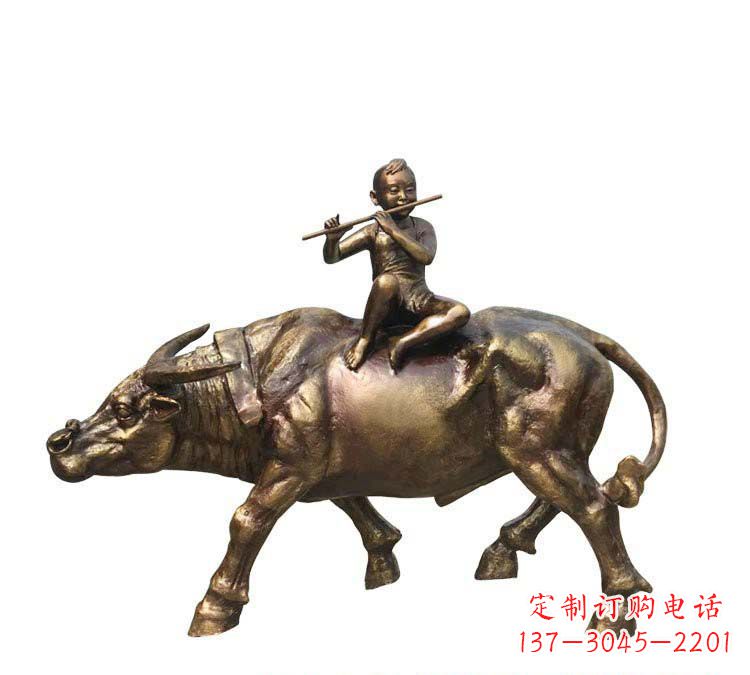 烟台铸铜牧童牛雕塑