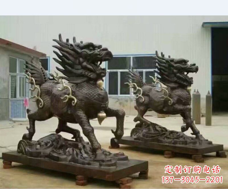 烟台铸铜企业麒麟雕塑