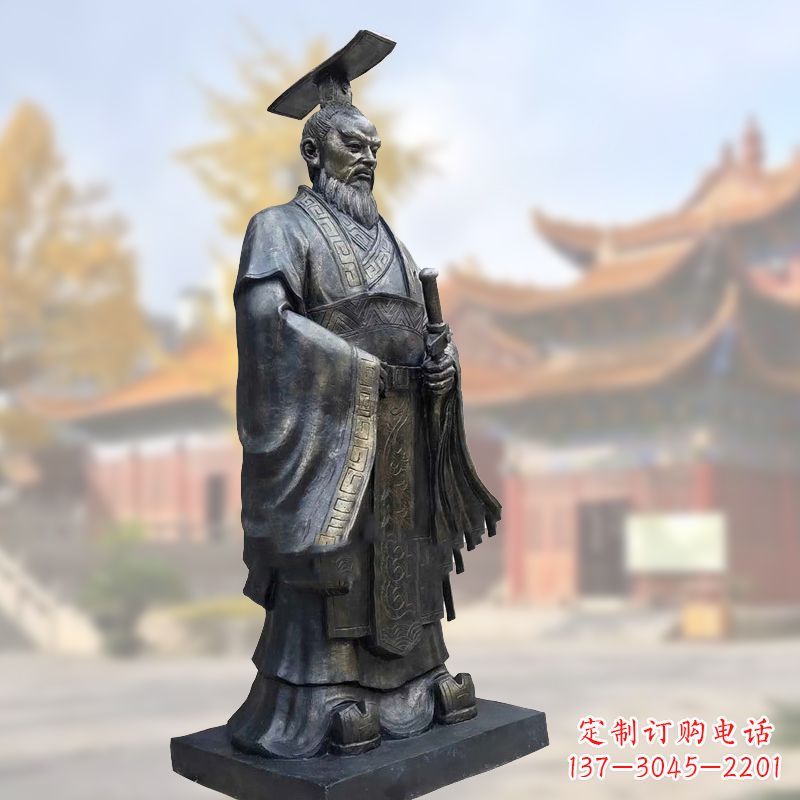 烟台铸铜秦始皇铜雕塑像