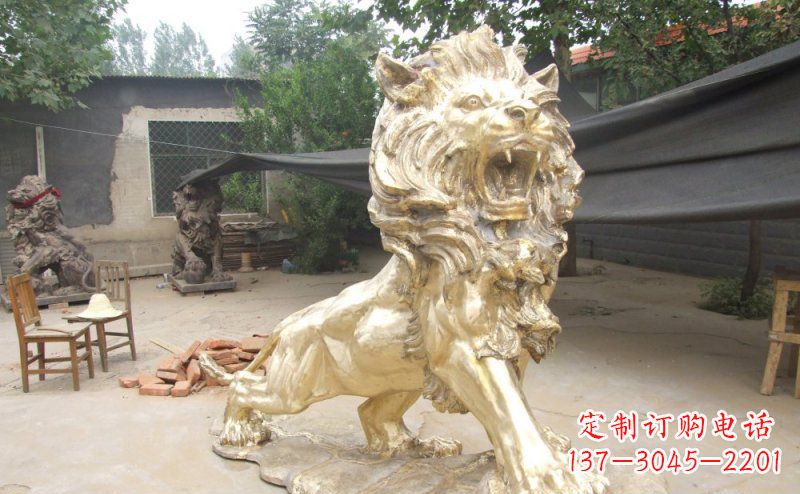 烟台铸铜狮子铜雕 (3)
