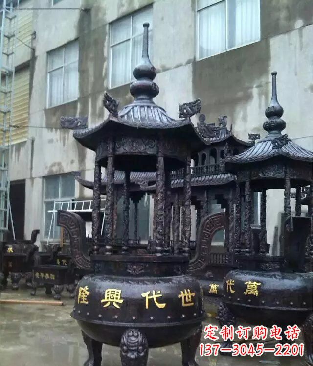 烟台铸铜寺庙香炉铜雕 (3)