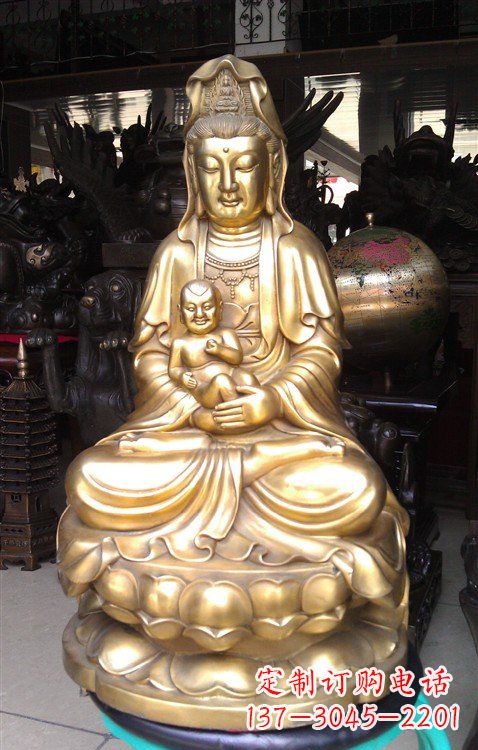 烟台铸铜送子观音雕塑