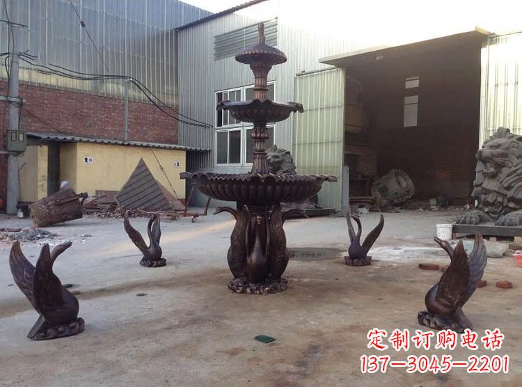 烟台铸铜天鹅喷泉雕塑