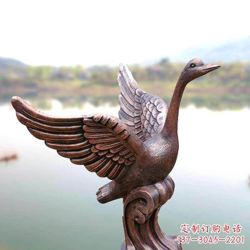 烟台铸铜天鹅景观摆件