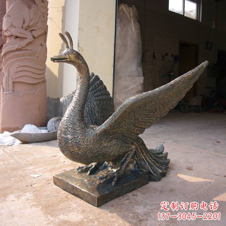 烟台铸铜天之四灵朱雀雕塑摆件