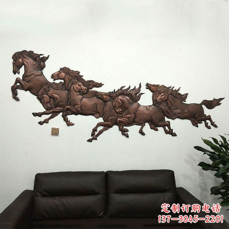 烟台紫铜马儿浮雕装饰画
