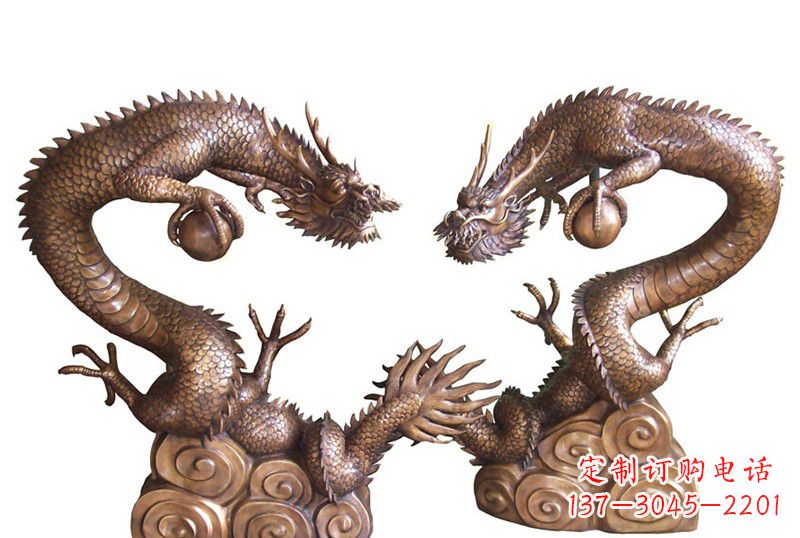 烟台紫铜铸双龙戏珠