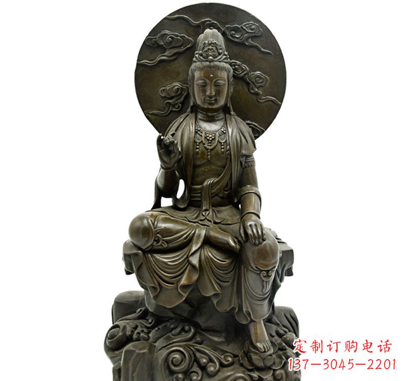 烟台自在观音菩萨仿古铜雕佛像