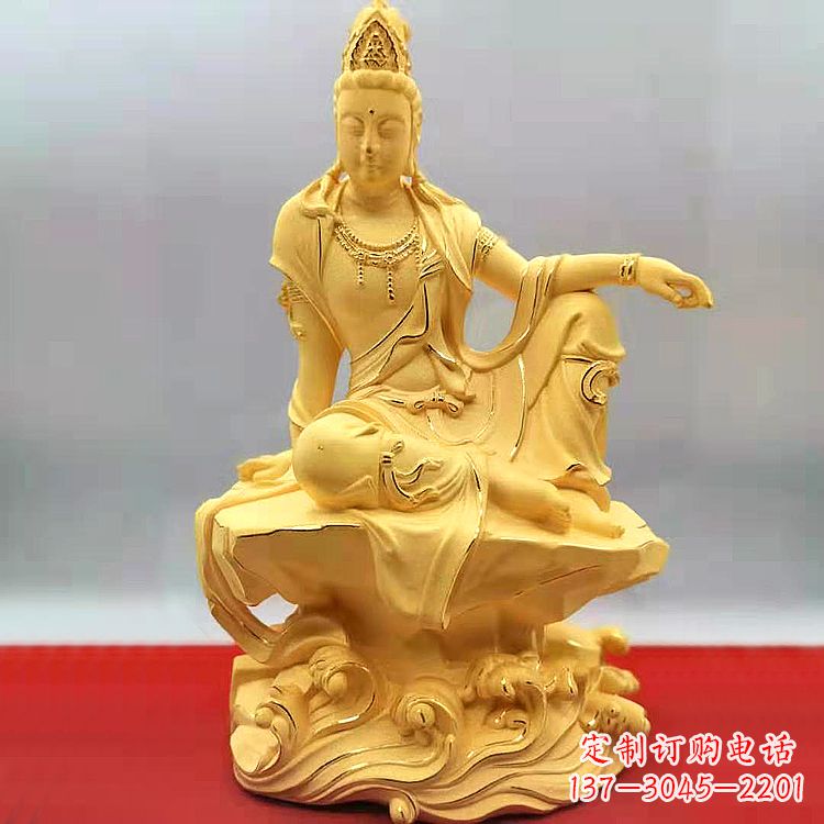 烟台自在观音纯铜镀金雕塑