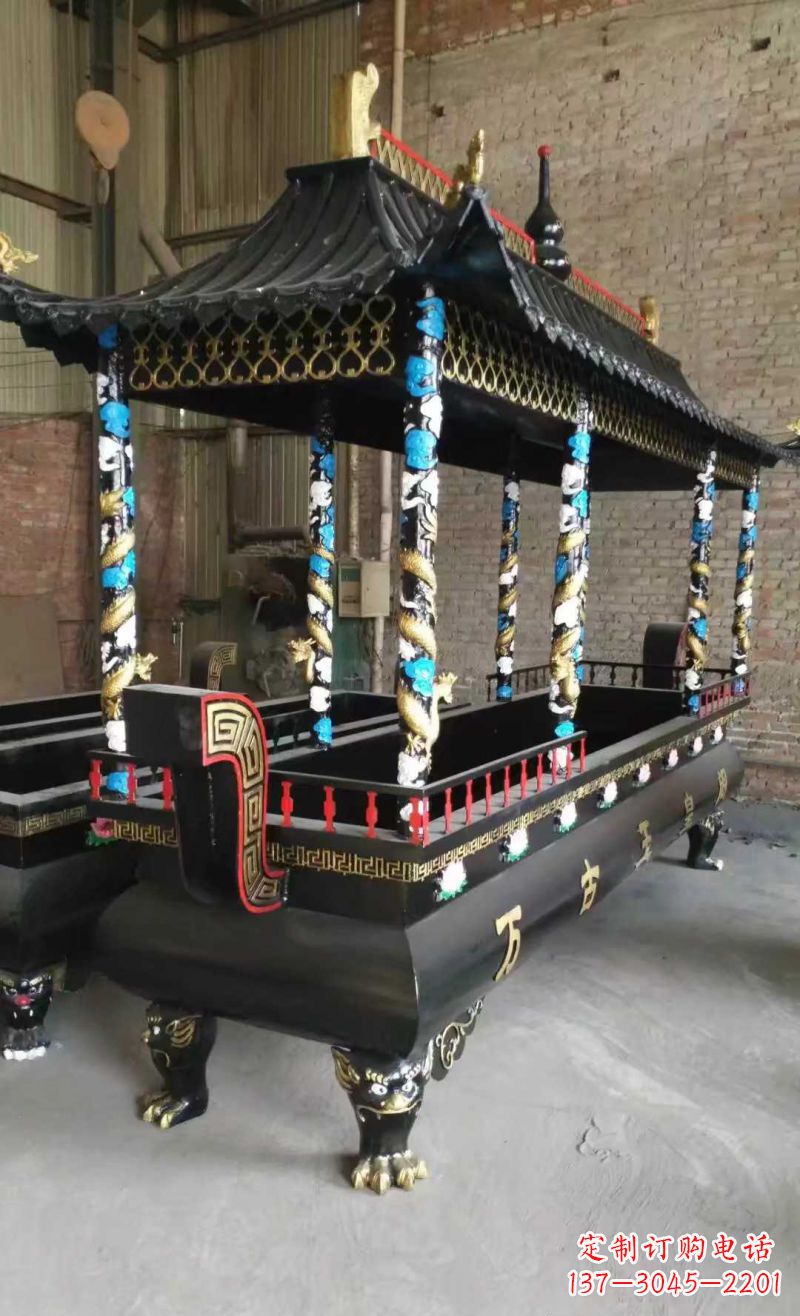 烟台宗教庙宇方形香炉铜雕