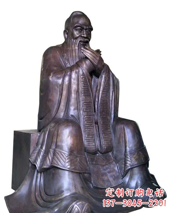 烟台作揖孔子青铜像
