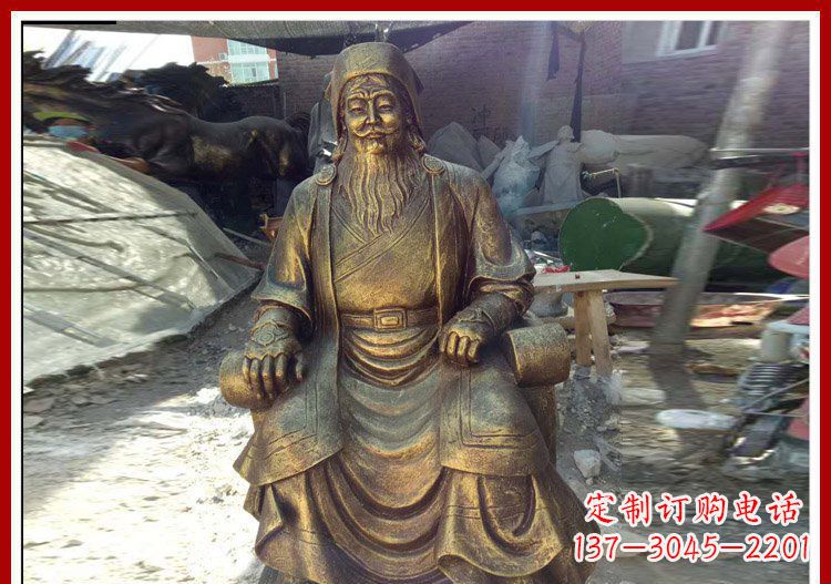 烟台坐式成吉思汗铜雕